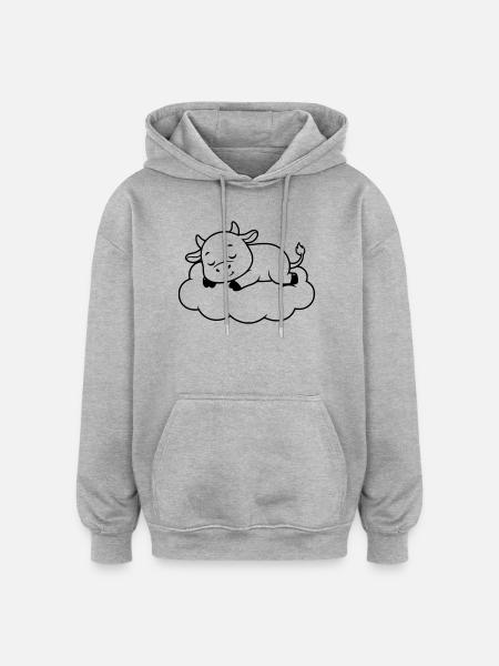 Sleeping Cow Cloud Dream Baby - Oversized Unisex Hoodie - heather grey