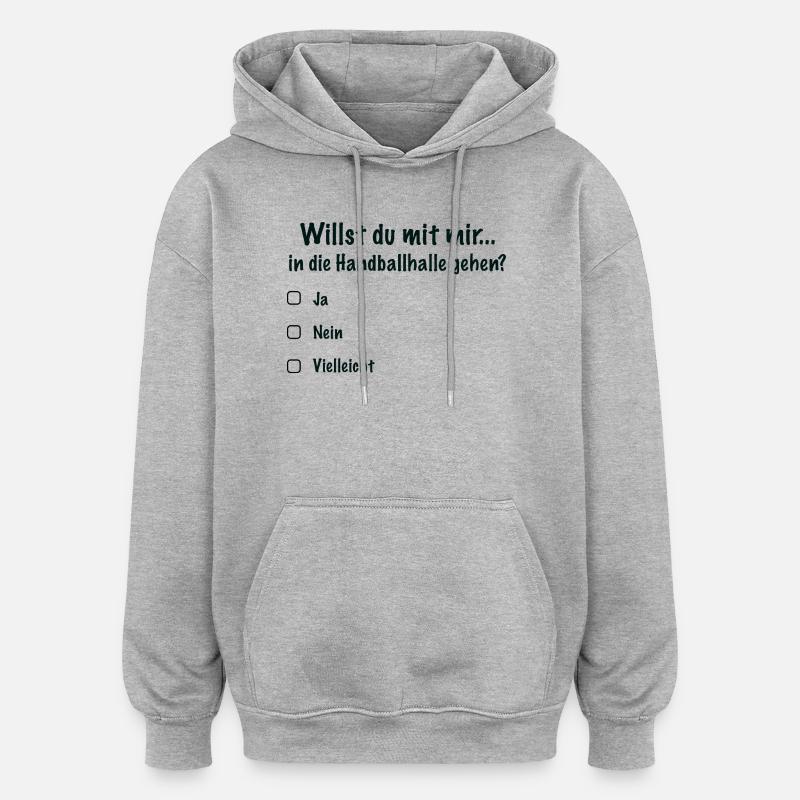 Handballdate Spruch Einladung (Schwarz) - Oversized Unisex Hoodie - Grau meliert