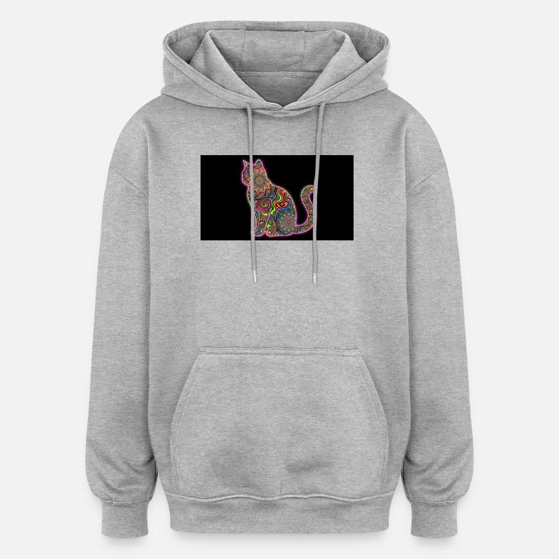 Psychedelic Cat Patterns - Oversized Unisex Hoodie - heather grey