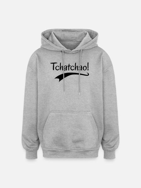 Tchatchao - Sweat à capuche oversize unisexe - gris chiné