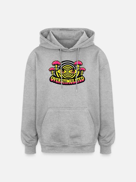 Overstimulated Psychedelic Eyes - Oversized Unisex Hoodie - heather grey