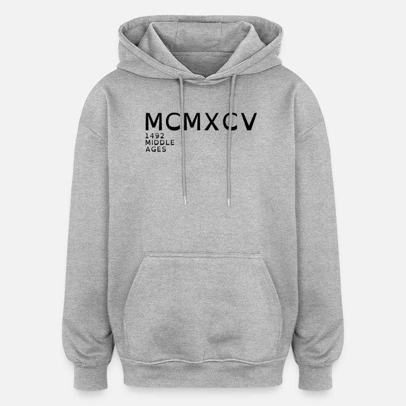 1995_LINE_black - Sweat à capuche oversize unisexe - gris chiné