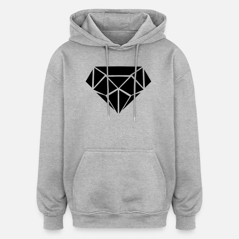 Diamant - Sweat à capuche oversize unisexe - gris chiné