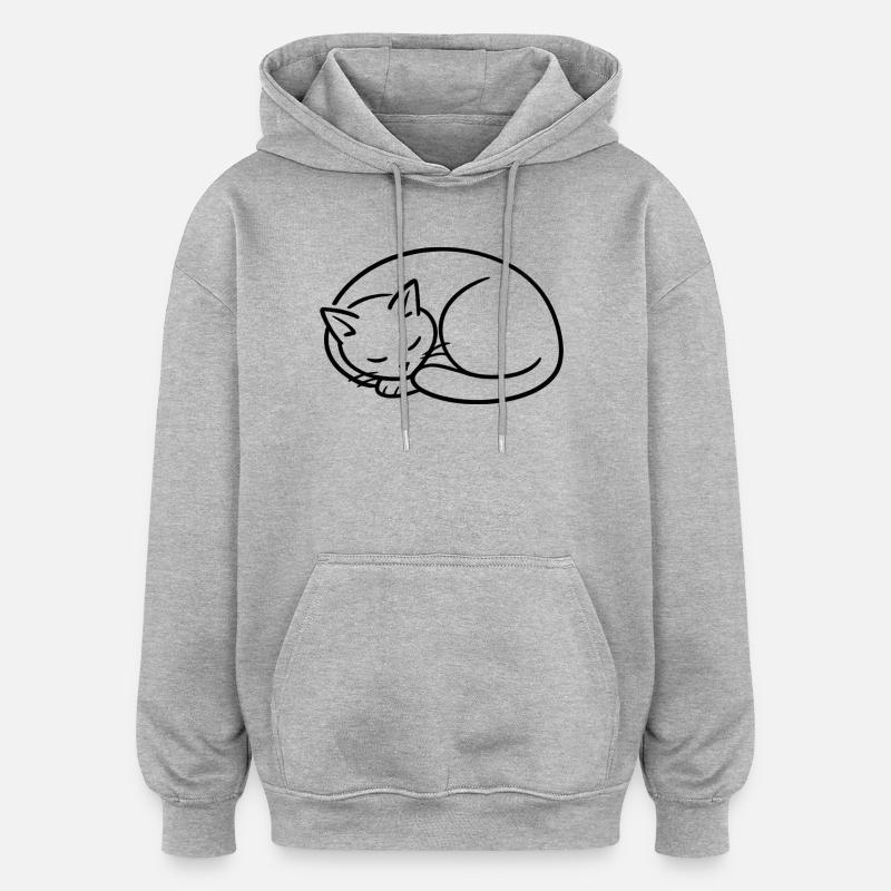 Sleeping Cat Line Study - Oversized Unisex Hoodie - heather grey