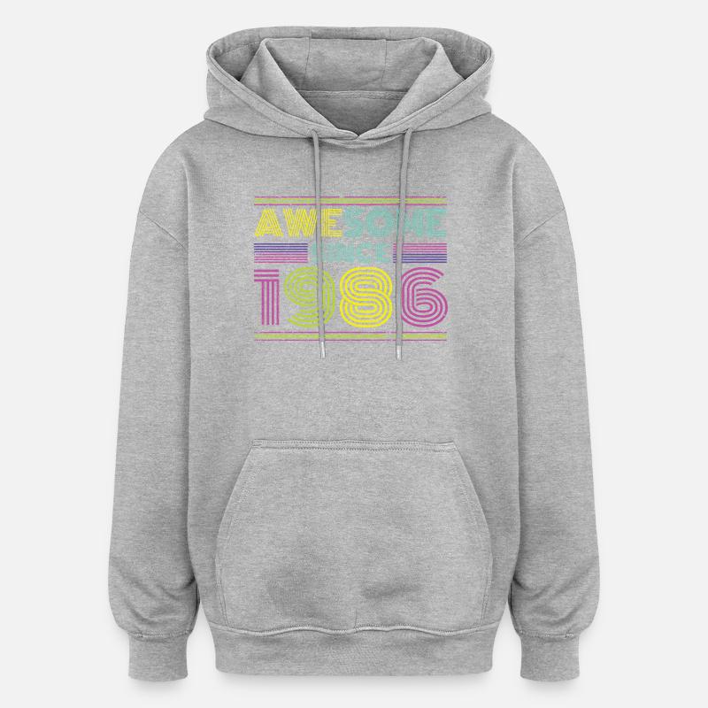 Neon Retro Anniversaire 1996 - Sweat à capuche oversize unisexe - gris chiné