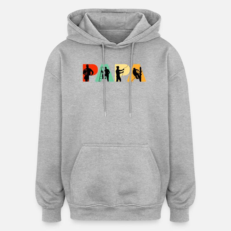 Papa Électricien Sparky Silhouette rétro - Sweat à capuche oversize unisexe - gris chiné