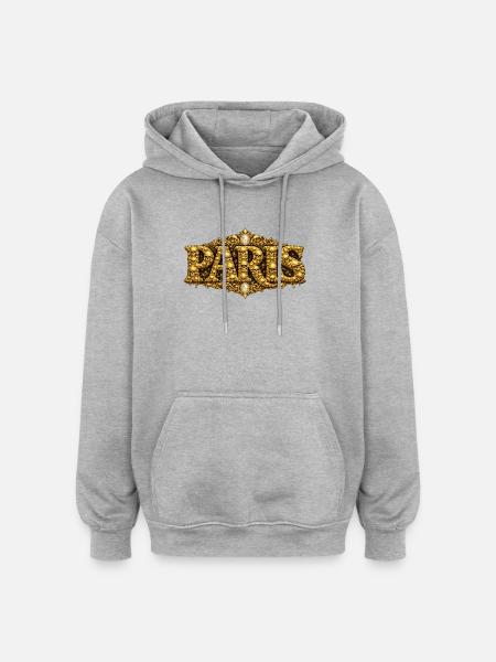 Golden Skull PARIS Ornament - Oversized Unisex Hoodie - heather grey
