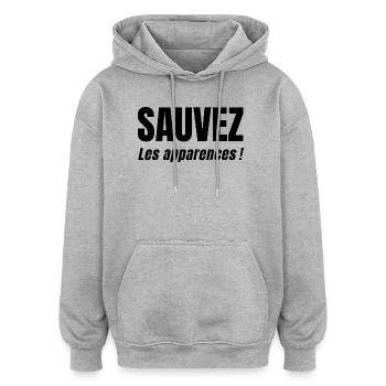 RETTET DEN SCHEIN! - Oversized Unisex Hoodie - Grau meliert - Vorne - Noah (186cm)