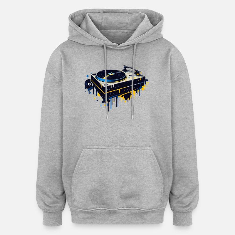 Conception de platines graffiti - Sweat à capuche oversize unisexe - gris chiné