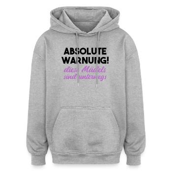 Avertissement absolu ! Filles en tournée – Chemise pour enterrement de vie de garçon - Sweat à capuche oversize unisexe - gris chiné - Devant - Noah (186cm)
