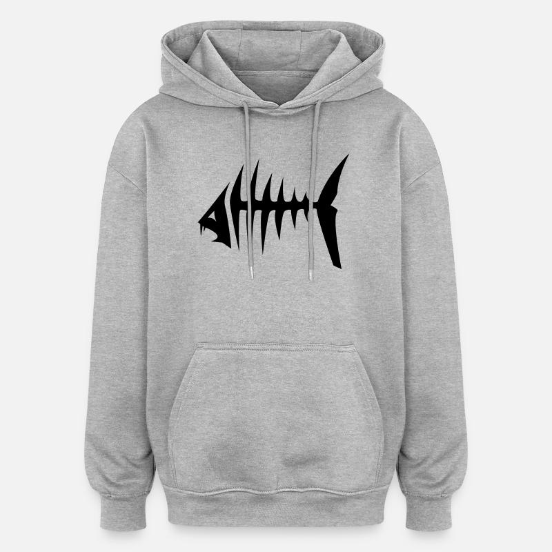 Piranha Fish - Sweat à capuche oversize unisexe - gris chiné