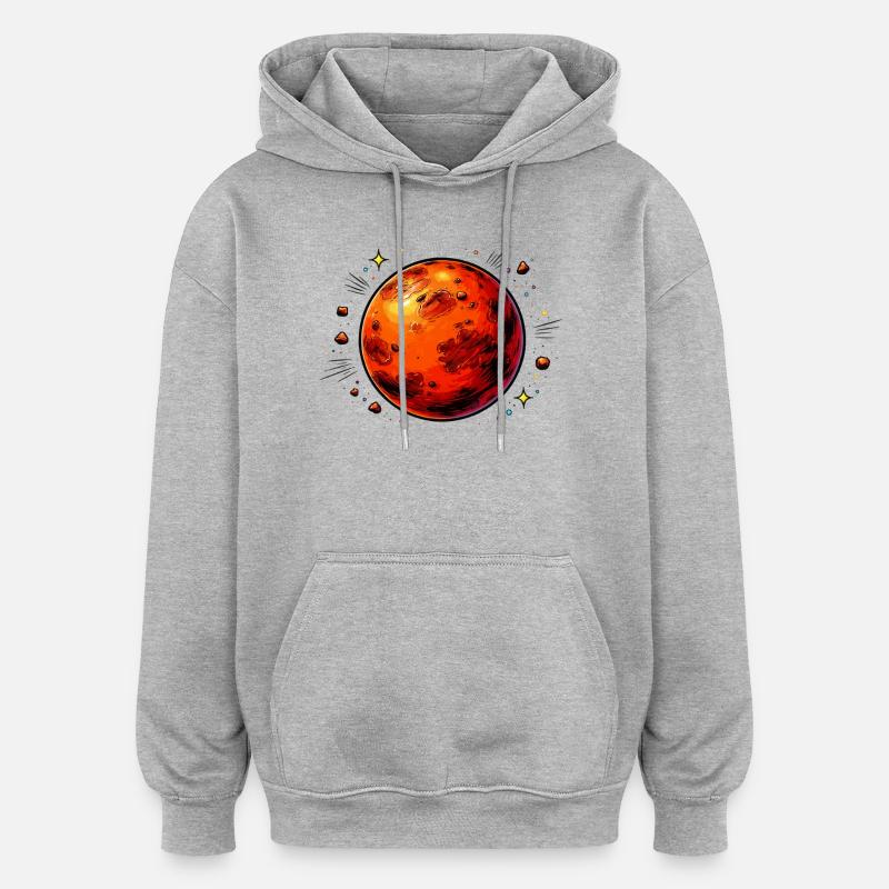 Planète rouge Mars - Sweat à capuche oversize unisexe - gris chiné