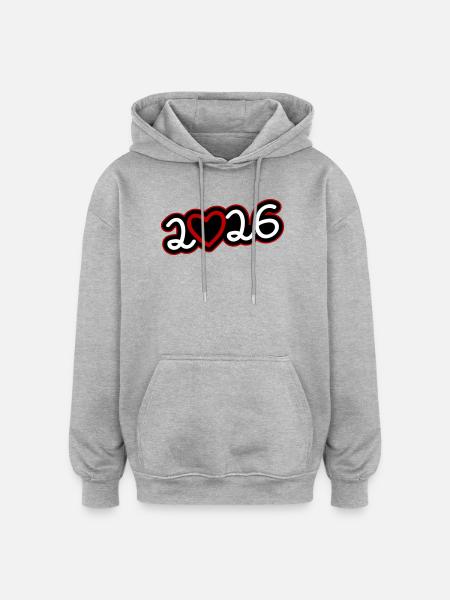 2026 Heart - Oversized Unisex Hoodie - heather grey