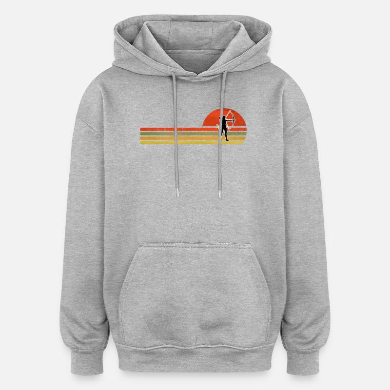 Sonnenuntergang Bogenschütze Retro - Oversized Unisex Hoodie - Grau meliert