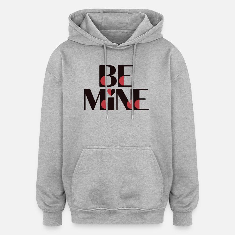 Accent rouge Be Mine - Sweat à capuche oversize unisexe - gris chiné