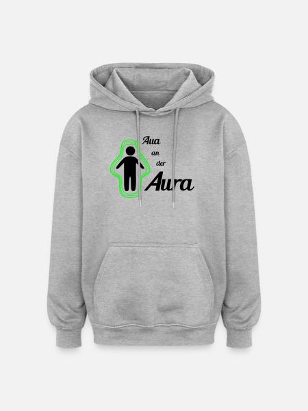 Aua an der Aura - Oversized Unisex Hoodie - Grau meliert