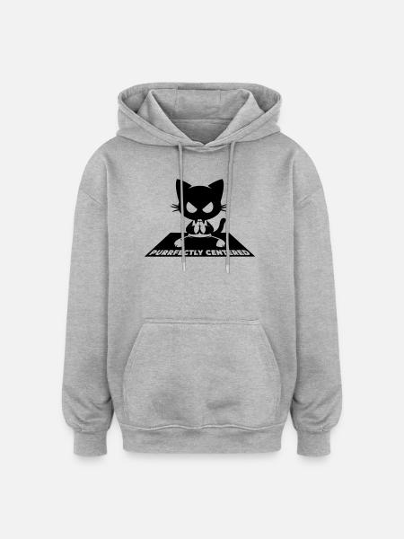 Purrfectly Centered Cat Yoga - Oversized Unisex Hoodie - heather grey