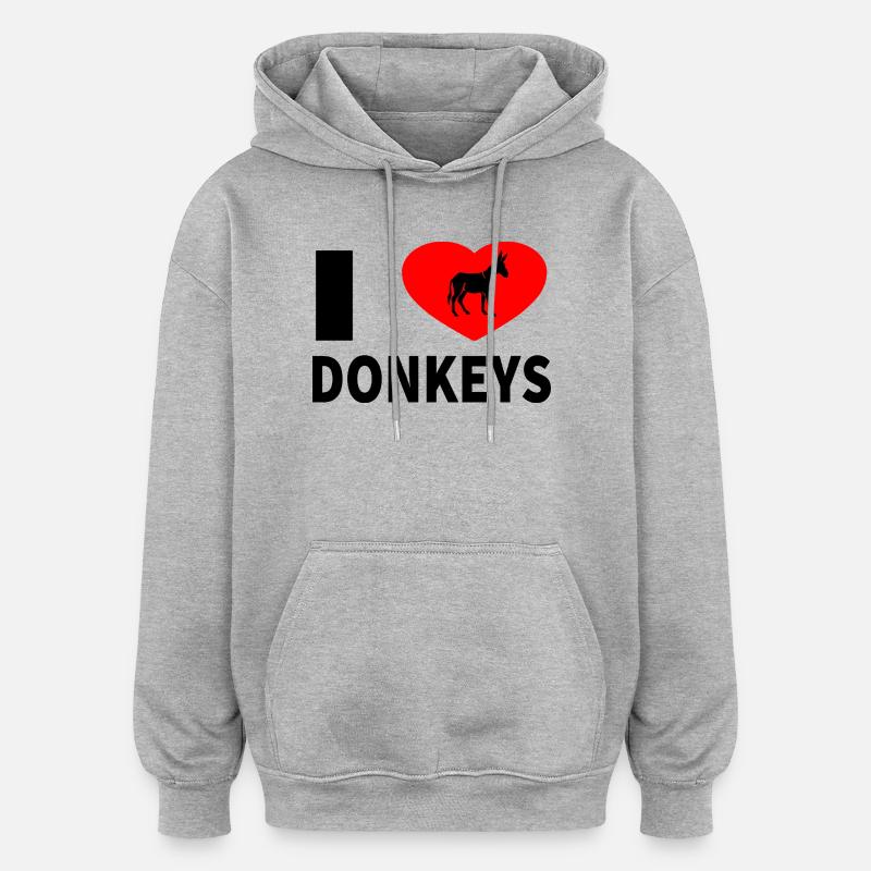 âne - Sweat à capuche oversize unisexe - gris chiné