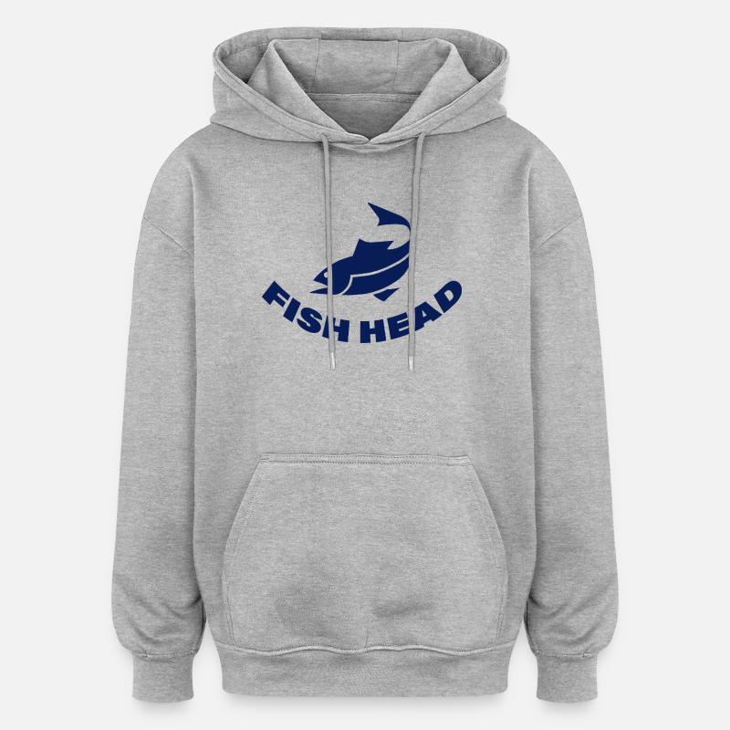 tête de poisson - Sweat à capuche oversize unisexe - gris chiné