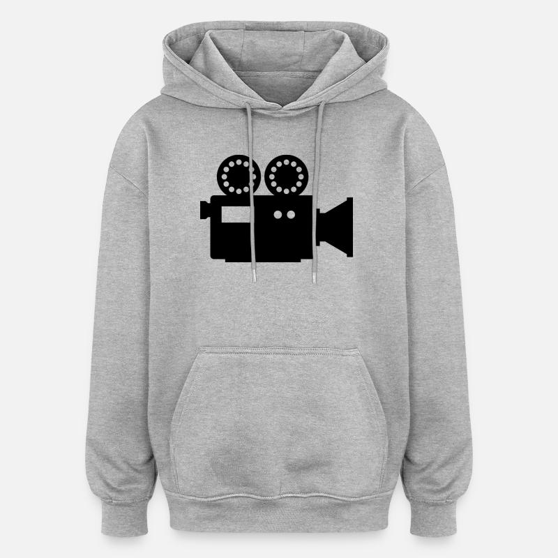 Caméra de cinéma - Sweat à capuche oversize unisexe - gris chiné