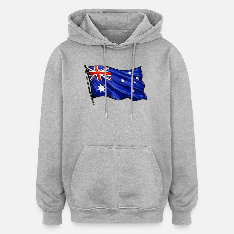 Motif du drapeau australien - Sweat à capuche oversize unisexe - gris chiné