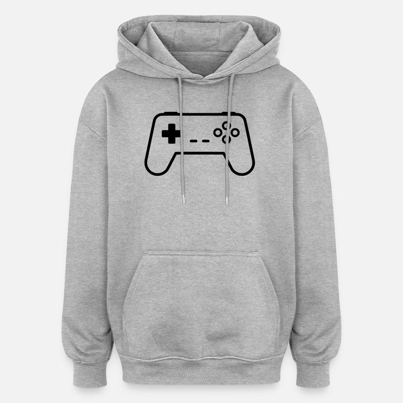 Gamepad Controller Outline Gaming Vector - Oversized Unisex Hoodie - heather grey
