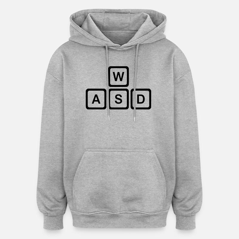 WASD Keys, PC Gaming Nerd Vector - Sweat à capuche oversize unisexe - gris chiné