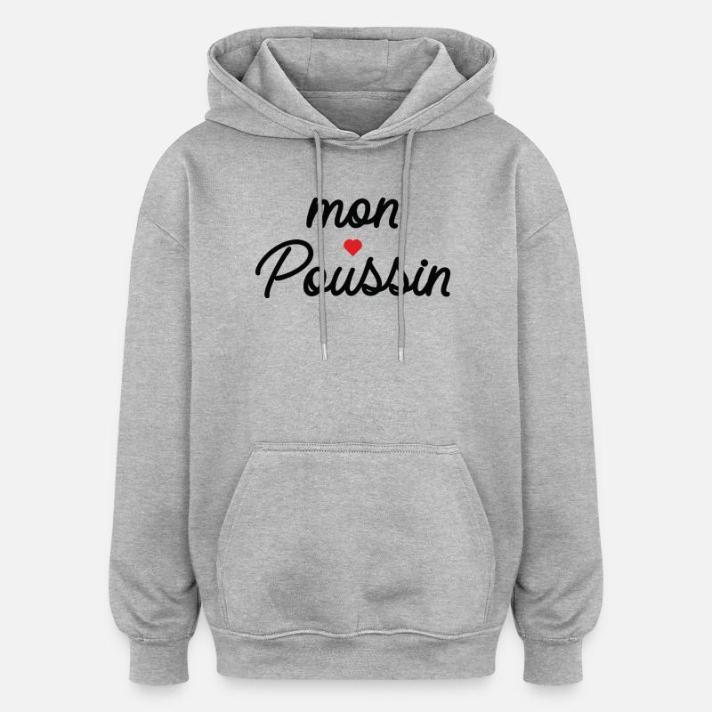 Mon Coeur Coussin Script - Sweat à capuche oversize unisexe - gris chiné