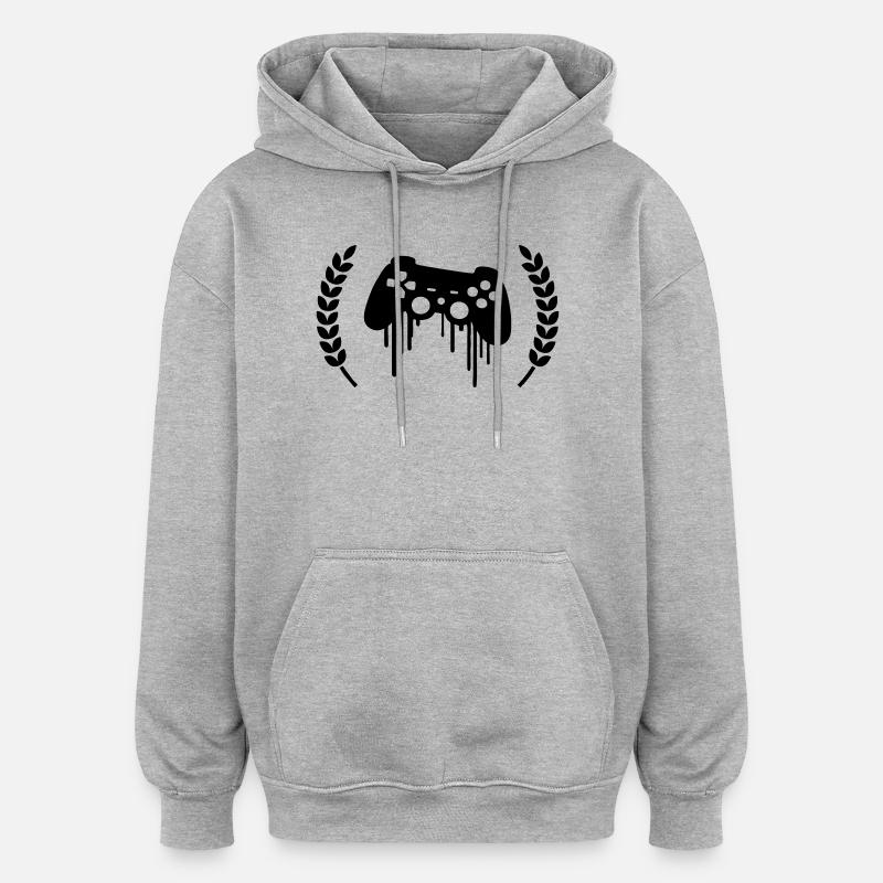 Gaming Controller Wreath - Oversized Unisex Hoodie - heather grey