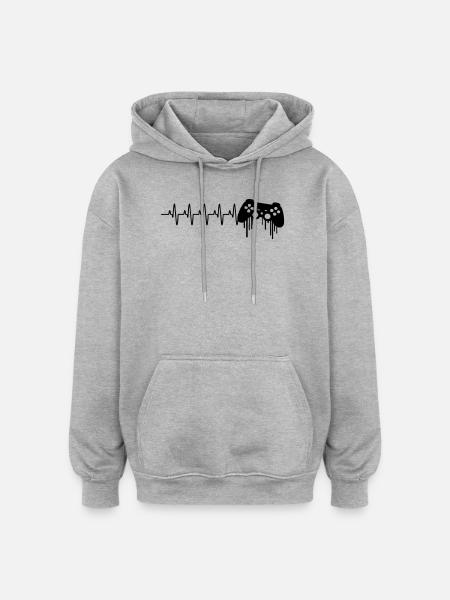 Herzschlag gaming kontroller - Oversized Unisex Hoodie - Grau meliert