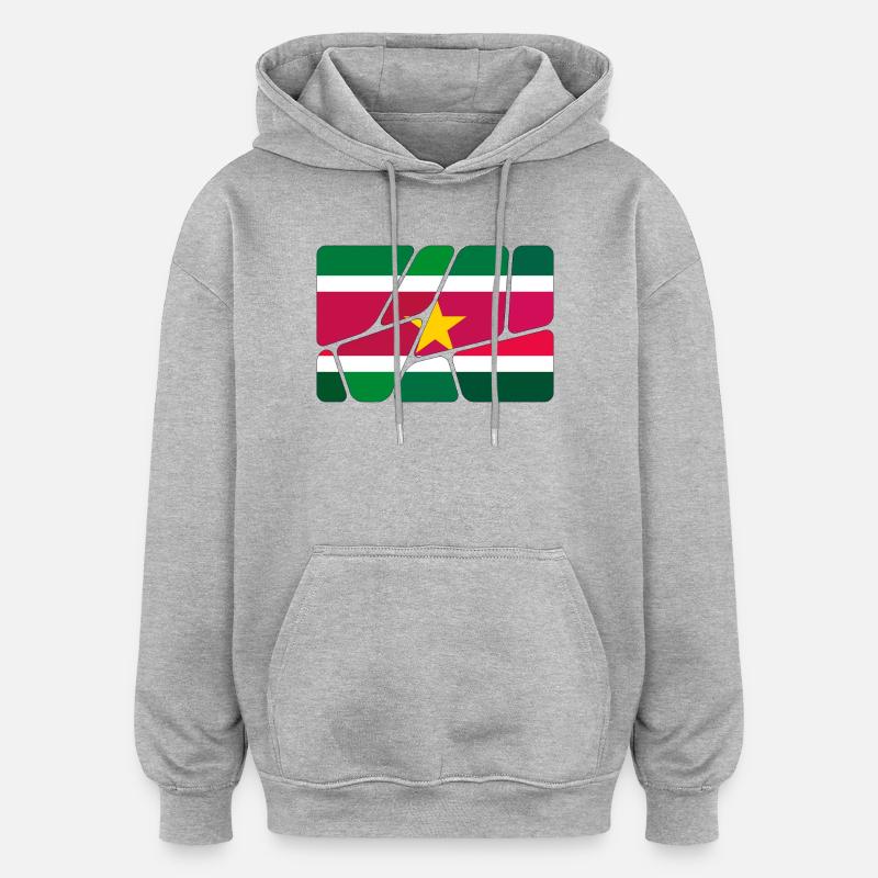 Drapeau du Suriname - Sweat à capuche oversize unisexe - gris chiné