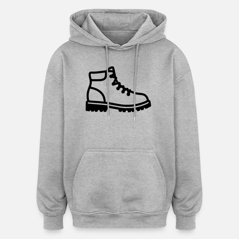 Wanderstiefel Schuh Profil - Oversized Unisex Hoodie - Grau meliert