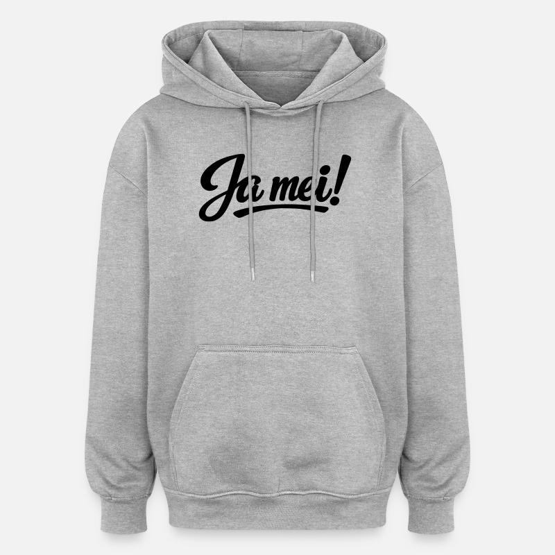 Ja Mei - Sweat à capuche oversize unisexe - gris chiné