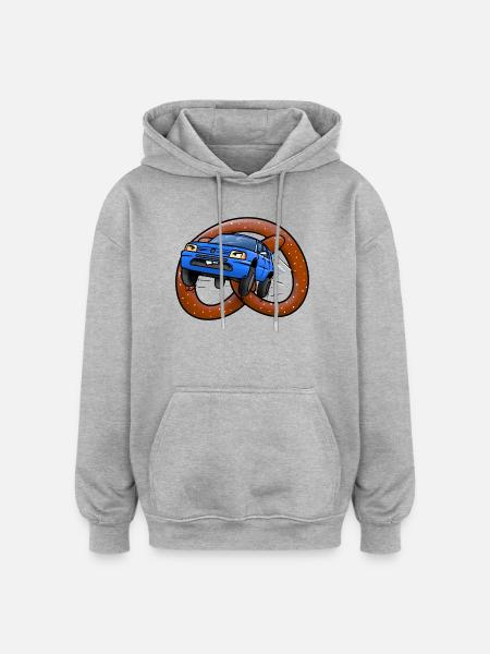 Brezeln auf Rädern - Oversized Unisex Hoodie - Grau meliert