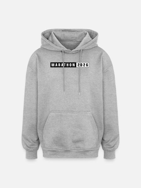 Marathon 2026 - Sweat à capuche oversize unisexe - gris chiné