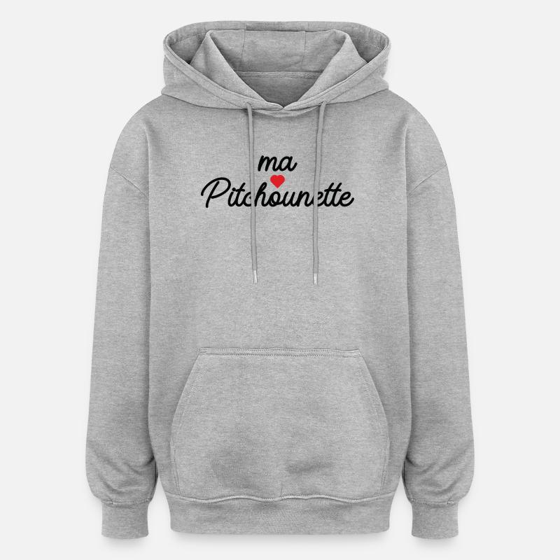 Ma Pitchounette Cœur Doux Script - Sweat à capuche oversize unisexe - gris chiné