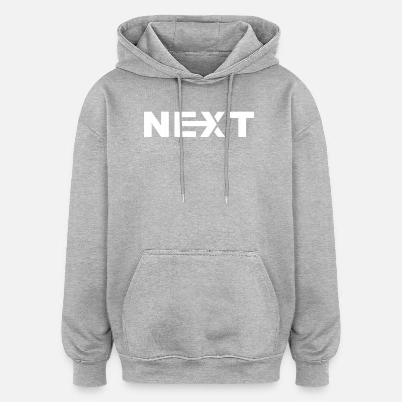 Nächster weißer Text - Oversized Unisex Hoodie - Grau meliert