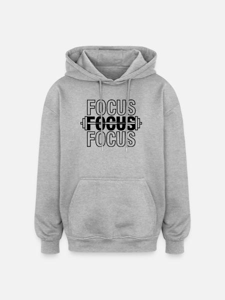 FOCUS Gym Motivation Barbell - Oversized Unisex Hoodie - heather grey