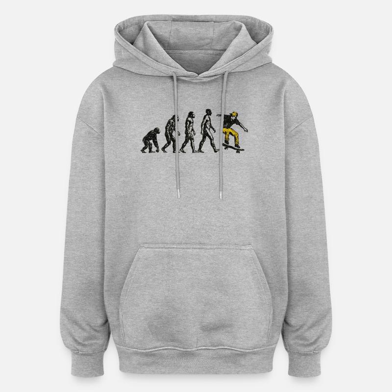 Evolution Skateboarder – Grunge Skate Design - Oversized Unisex Hoodie - heather grey