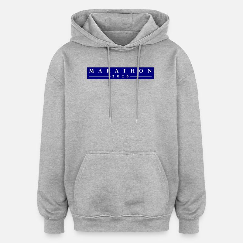 Marathon 2026 - Sweat à capuche oversize unisexe - gris chiné