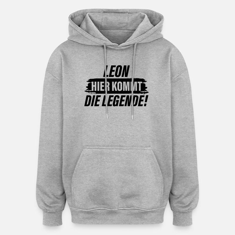 Leon, voici la légende - Sweat à capuche oversize unisexe - gris chiné