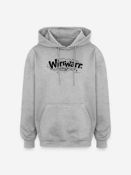 Wirrwarr - Oversized Unisex Hoodie - Grau meliert