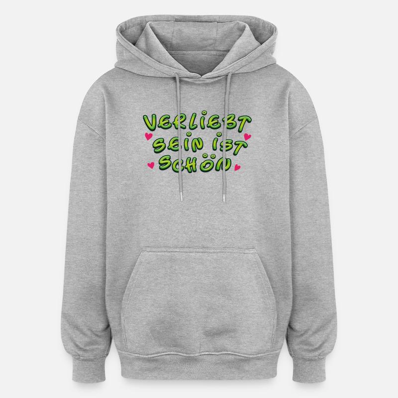 Être amoureux, c’est beau - Sweat à capuche oversize unisexe - gris chiné
