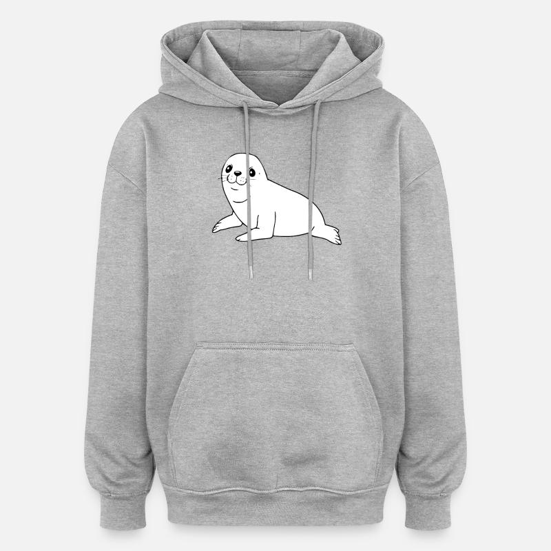 Robbe Seehund Robben Seehunde - Oversized Unisex Hoodie - Grau meliert