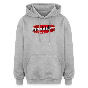 Austria Evolution Fahrradreise - Oversized Unisex Hoodie - Grau meliert - Vorne - Noah (186cm)