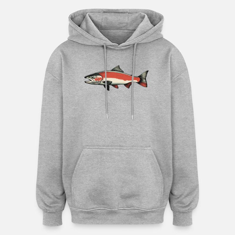 Saumon Saumon - Sweat à capuche oversize unisexe - gris chiné
