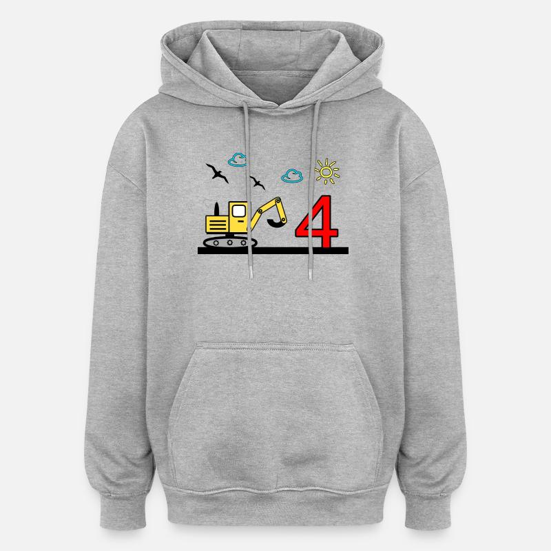 Excavatrice - Sweat à capuche oversize unisexe - gris chiné