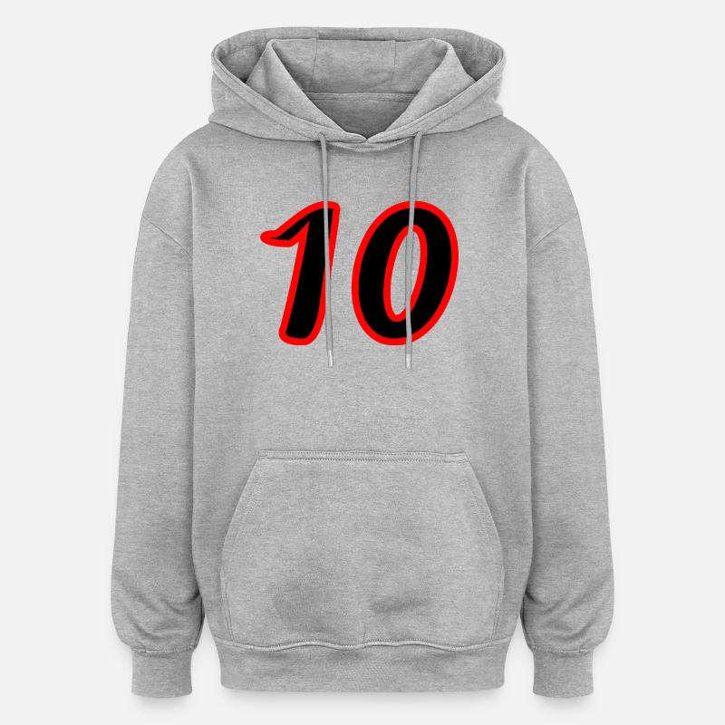 10. 10 ANS. 10e ANNIVERSAIRE. ANNIVERSAIRE 10 ANS. - Sweat à capuche oversize unisexe - gris chiné