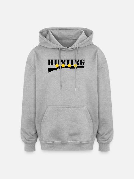 Chasse - Chasseur - Sweat à capuche oversize unisexe - gris chiné