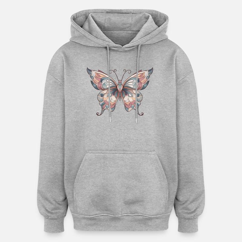 papillon - Sweat à capuche oversize unisexe - gris chiné